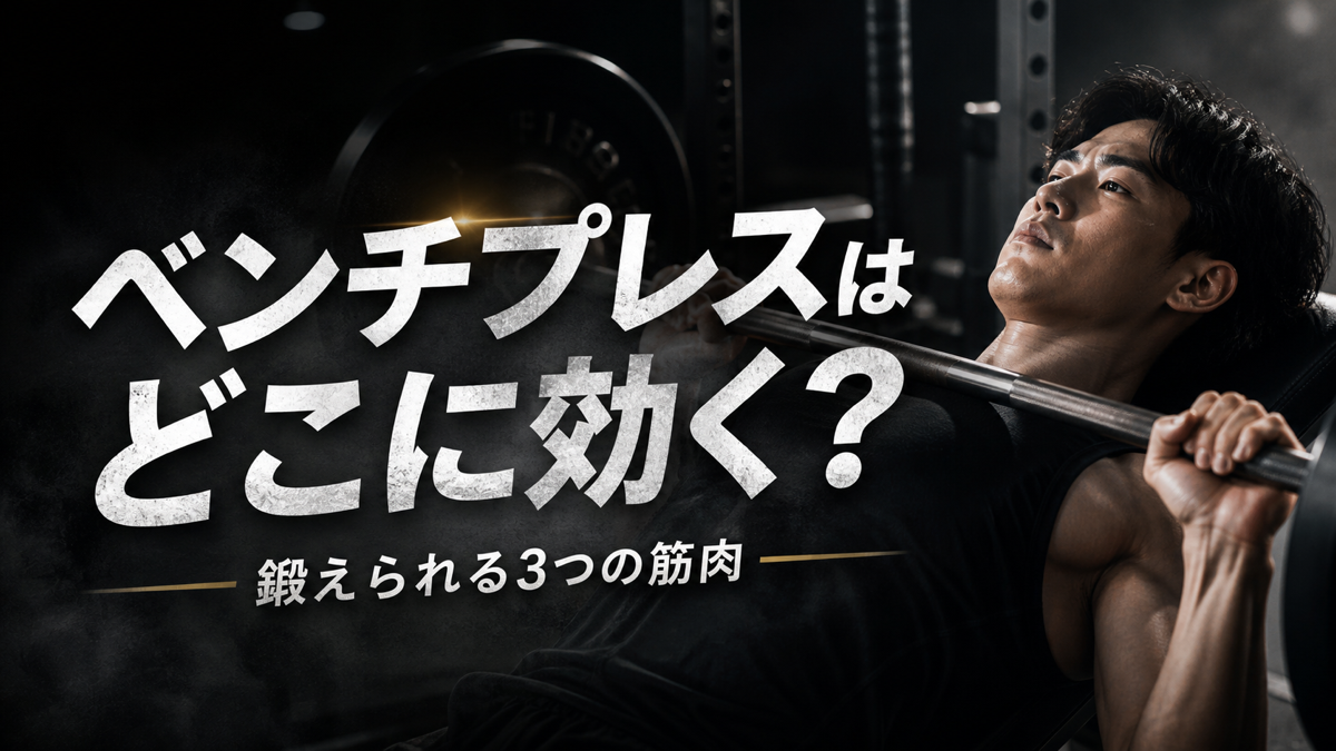 ベンチプレスで鍛えられる胸・肩・腕の効果部位のイメージ